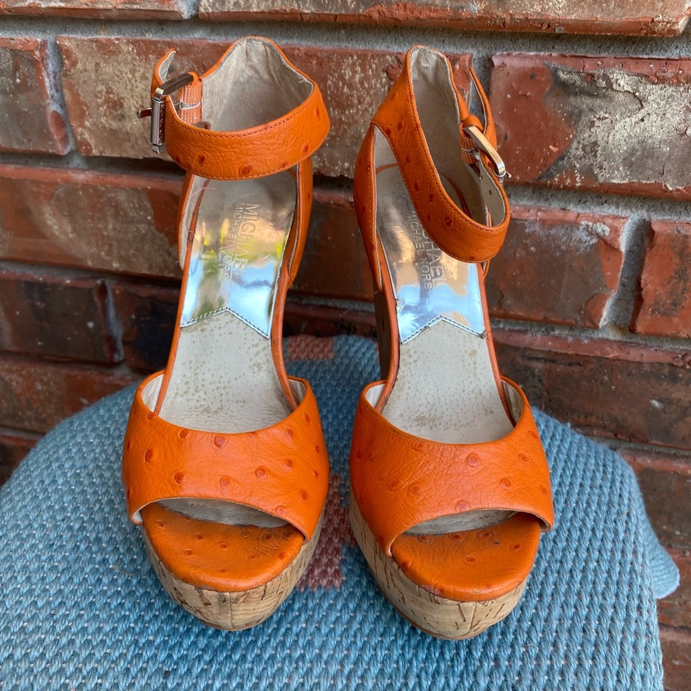 Michael Kors Orange Leather platform wedge